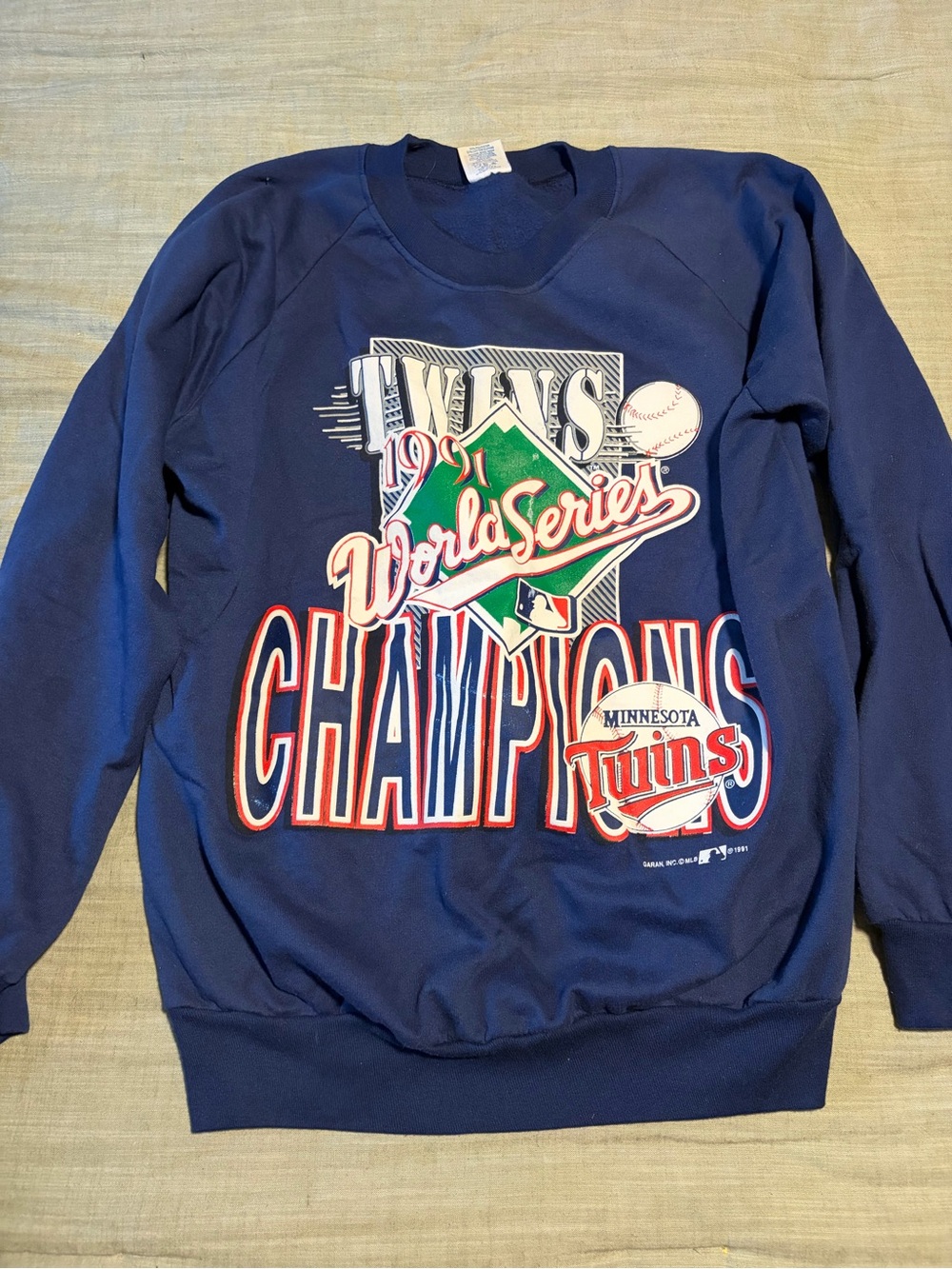 Vintage Minnesota Twins 1991 World Series Navy Crewneck Sweatshirt